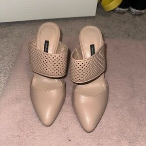 French Connection Tan Mule Heels - Size 5.5